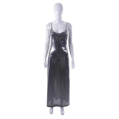 Metallic-Maxikleid mit tiefem Ausschnitt und rückenfreiem V-Ausschnitt