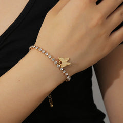 Butterfly pendant rhinestone bracelet