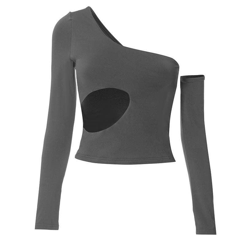 Aushöhlen solide One-Shoulder-Handschuhe unregelmäßiges Oberteil 