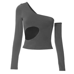 Aushöhlen solide One-Shoulder-Handschuhe unregelmäßiges Oberteil 