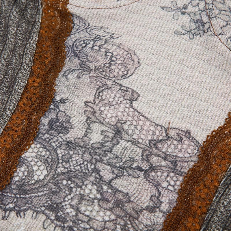 Patchwork-Camisole mit Spitzensaum und kontrastierendem Herzausschnitt 