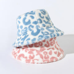 Leopard fluffy fisherman bucket hat