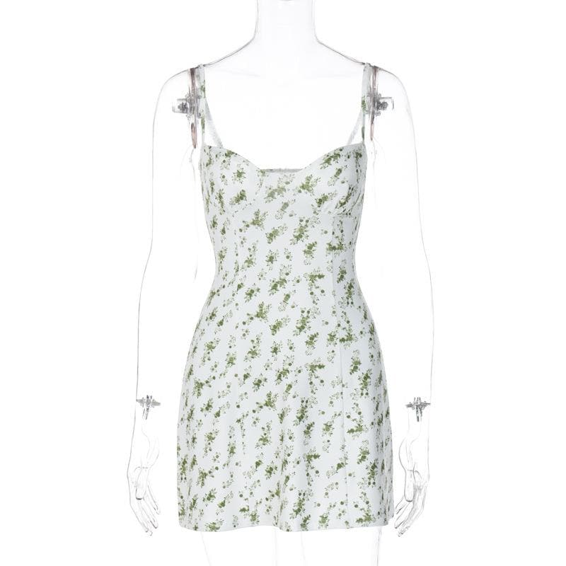 Vestido mini camisola sin mangas con estampado floral y espalda descubierta 