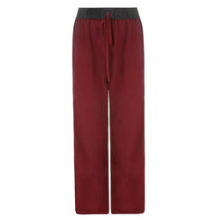 Contrast ruched print self tie low rise straight leg pant