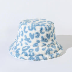 Leopard fluffy fisherman bucket hat