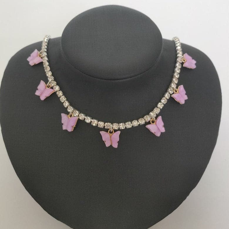 Butterfly pendant choker necklace