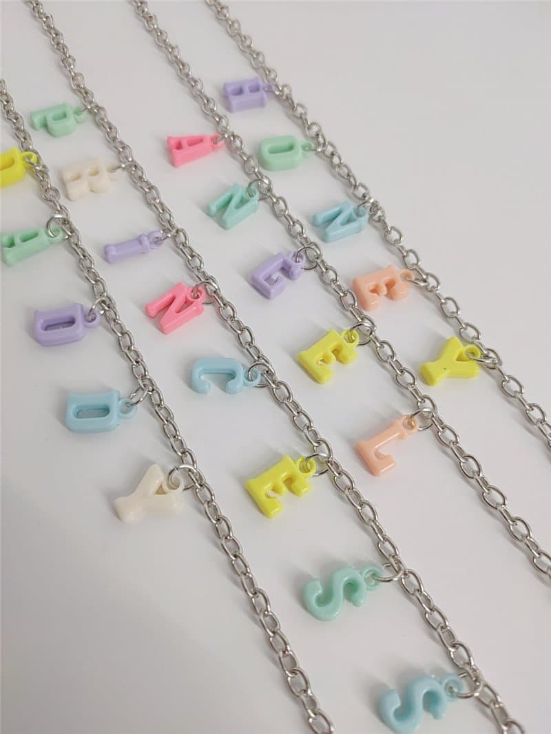 Letter pendant multicolor necklace