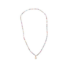 Multicolor shell pendant clay beaded layered necklace