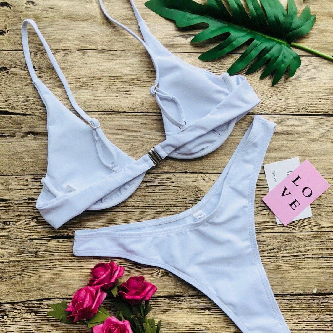 Push up solid bikini