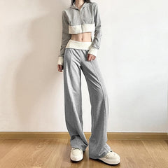 Low-Rise-Hose aus kontrastierendem Strick-Patchwork 