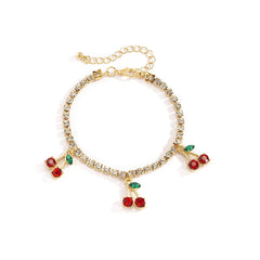 Cherry rhinestone bracelet