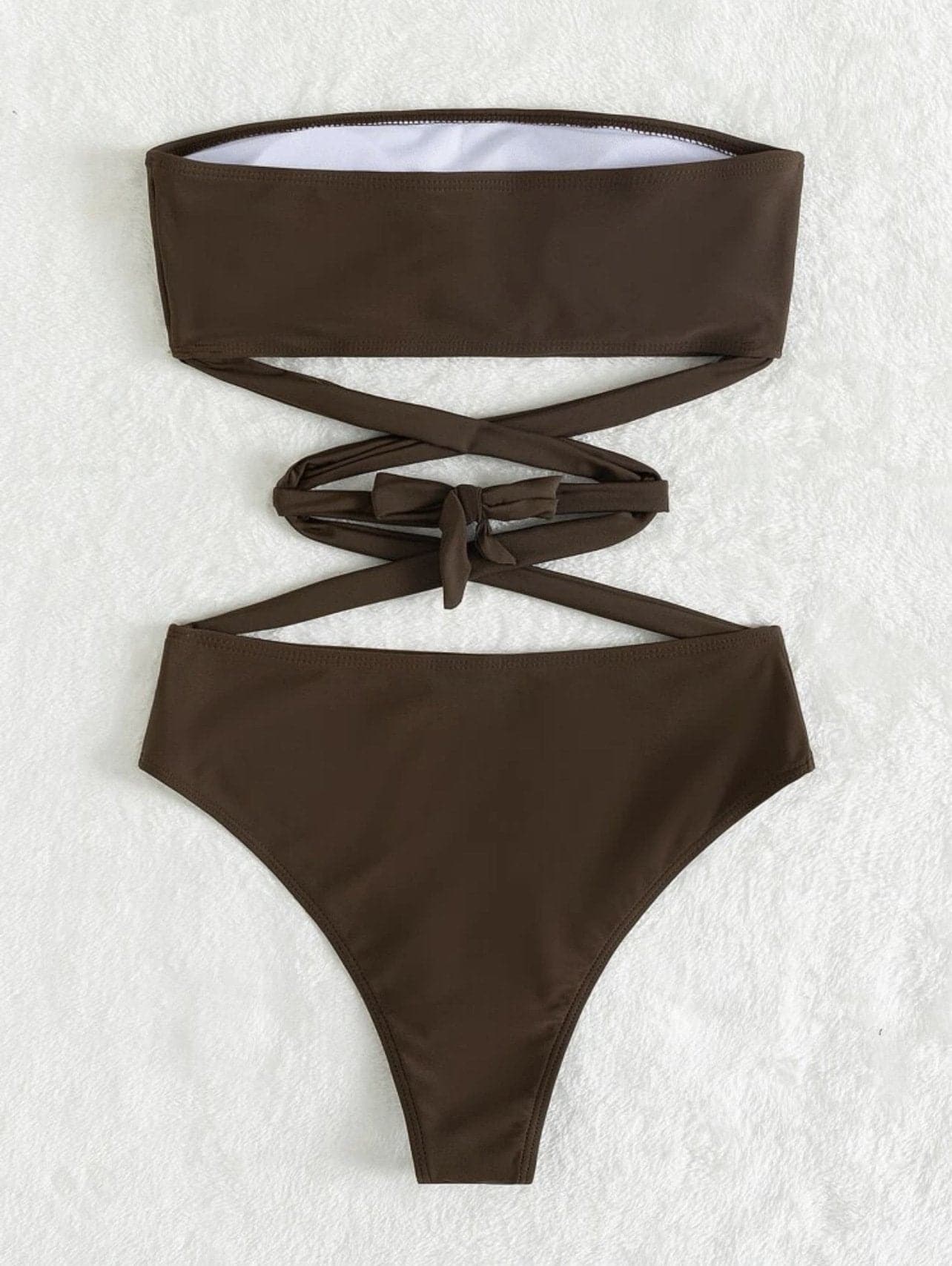 Gepolsterter Tube-Bikini mit gekreuzter Vorderseite und selbstbindendem Design