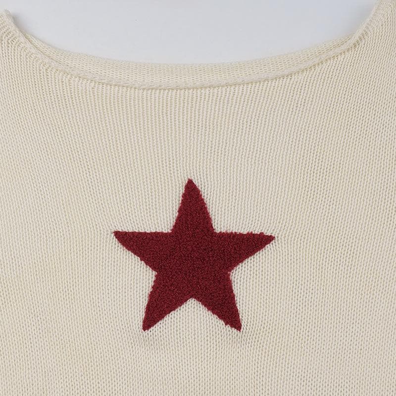 Knitted star pattern contrast long sleeve top