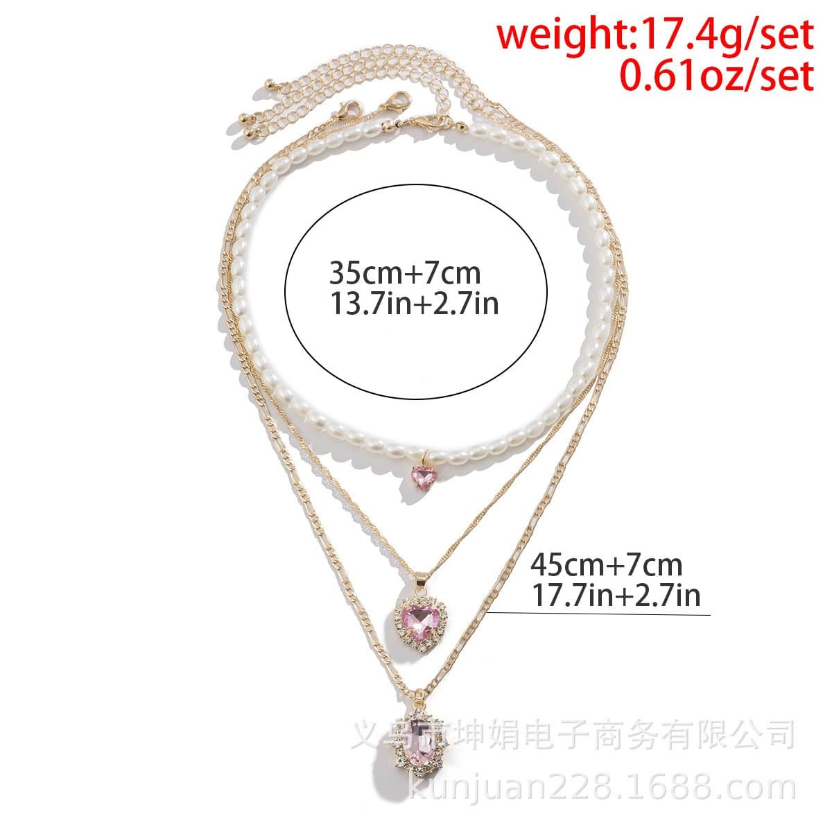 Faux pearl pendant 3 pcs choker necklace