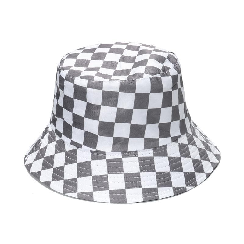 Plaid print contrast fisherman bucket hat