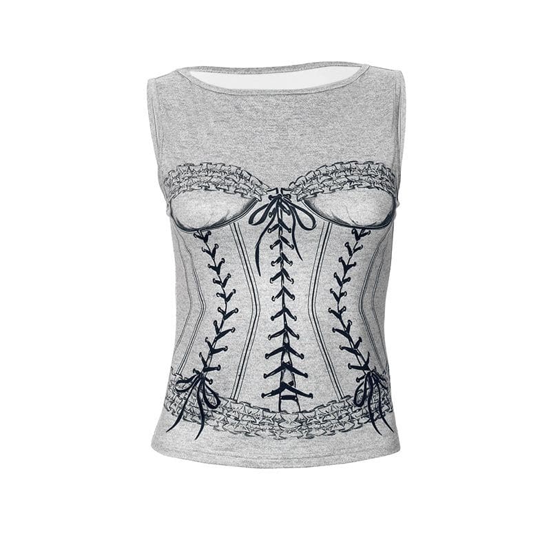 Ärmelloses Bustier-Top mit Rundhalsausschnitt und Schleife 