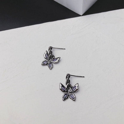 Butterfly pendant chain earrings