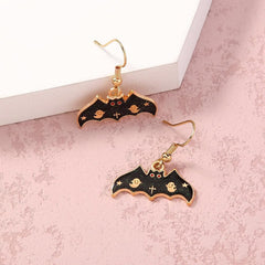 Bat shape pendant drop earrings