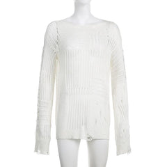 Crochet long sleeve solid hollow out top