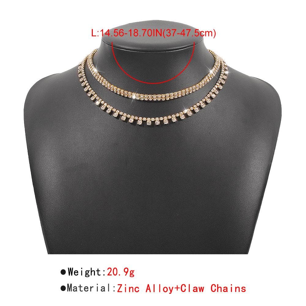 Rhinestone layered choker necklace