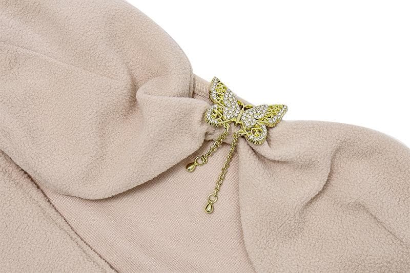 Ausgehöhltes Neckholder-Minikleid mit langen Ärmeln und rückenfreiem Schmetterlings-Applikationsmuster 