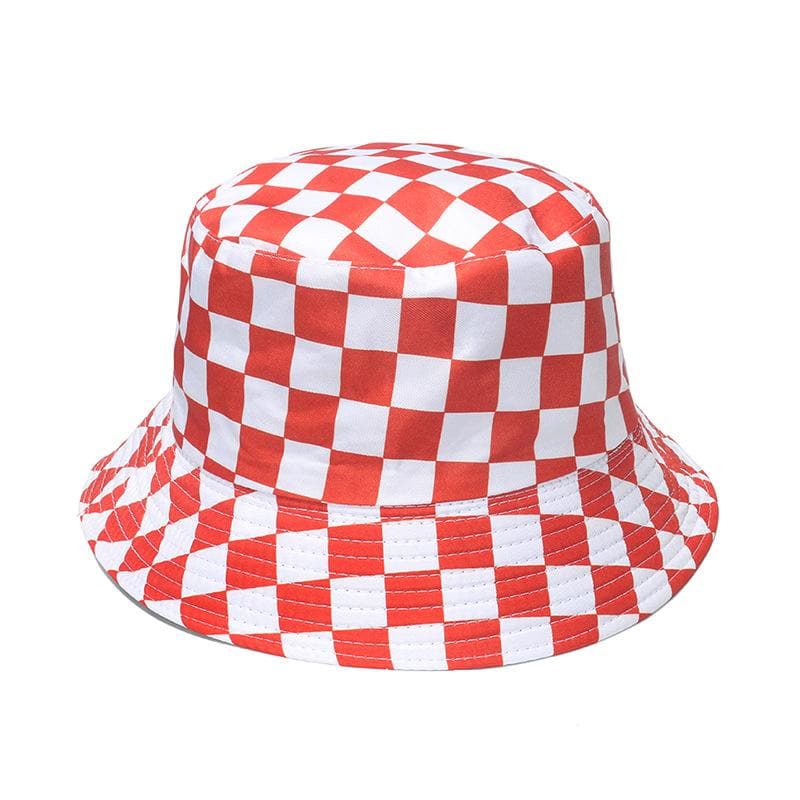 Plaid print contrast fisherman bucket hat