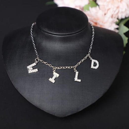 Characters pendant rhinestone necklace