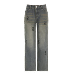 Jeans mit kontrastierendem „H“-Print und niedriger Taille 