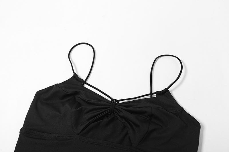 Rückenfreies Camisole-Oberteil mit gerüschtem, ausgehöhltem Muster und Schleife