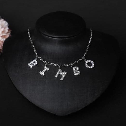 Characters pendant rhinestone necklace