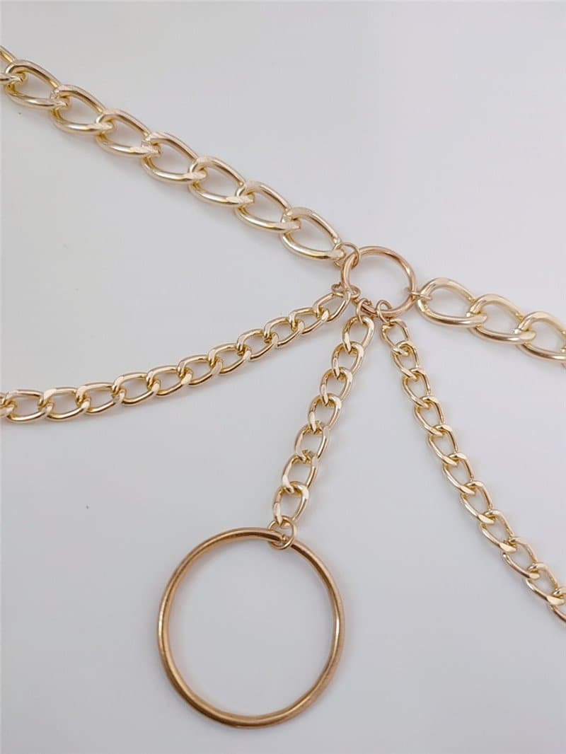 Layered o-ring pendant choker necklace