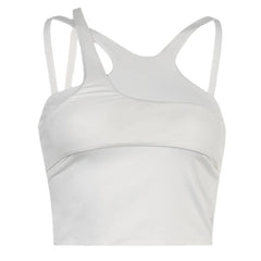 Ärmelloses, einfarbiges, unregelmäßiges, rückenfreies Crop-Top, 2-teiliges Oberteil