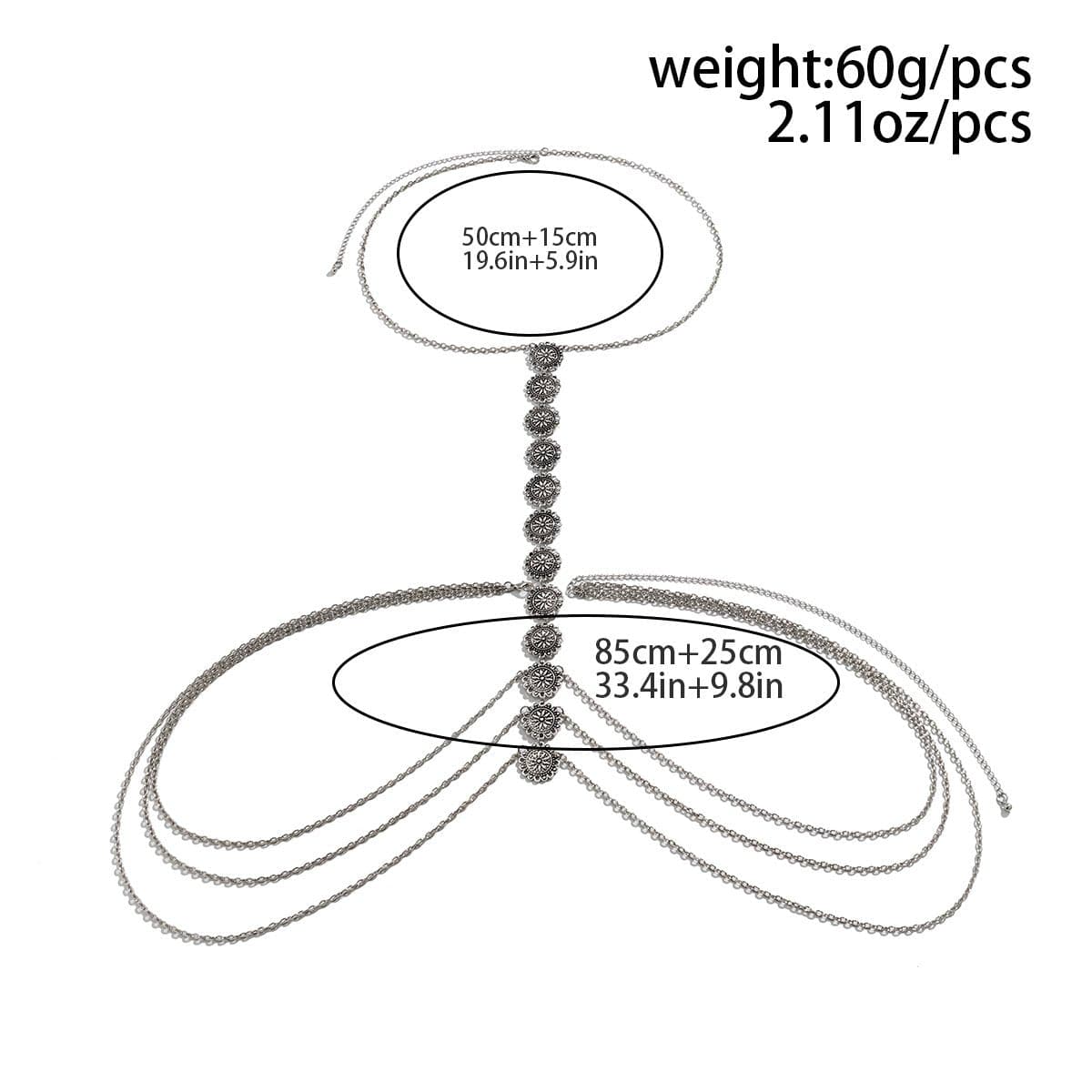 Cadena corporal en capas con estampado de flores 