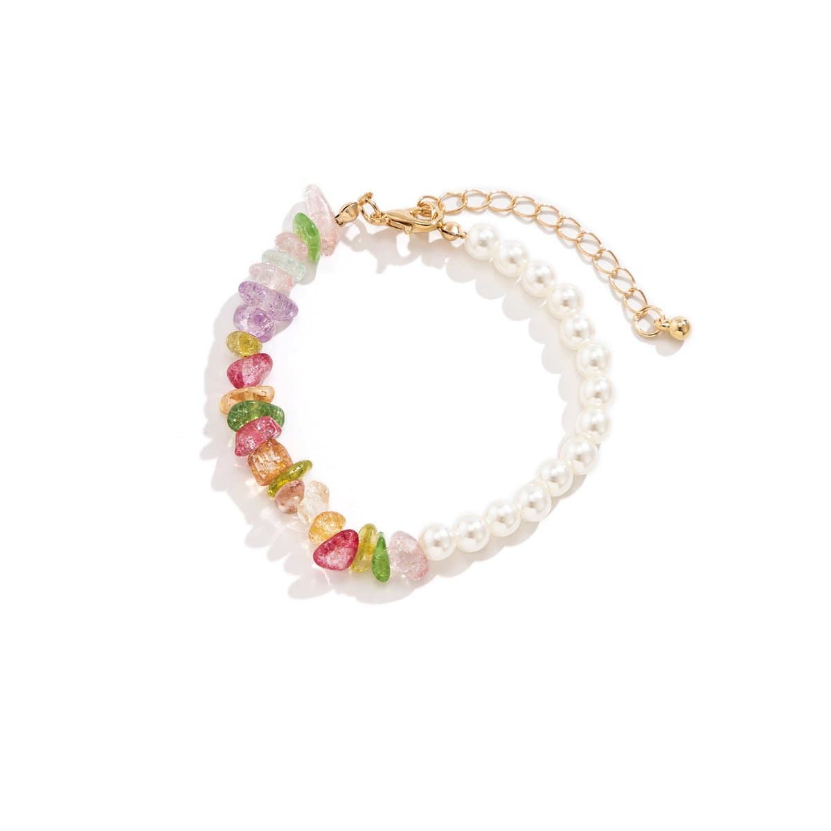 Beaded multicolor faux pearl bracelet