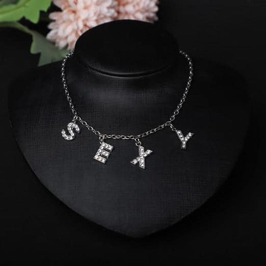 Characters pendant rhinestone necklace