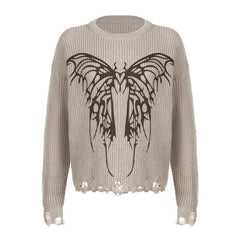 Hollow out crochet butterfly pattern long sleeve top