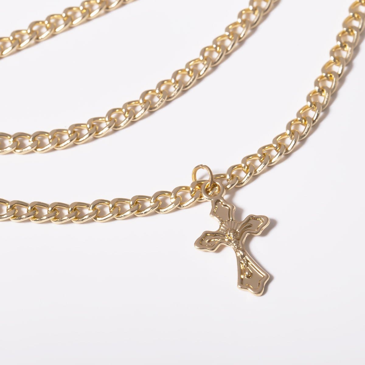 Cross pendant layered waist chain