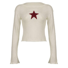 Knitted star pattern contrast long sleeve top