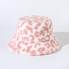 Leopard fluffy fisherman bucket hat