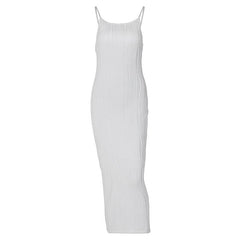 Textured slit backless solid cami midi dress