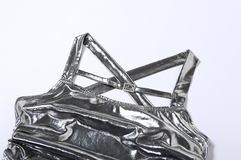 Backless String Crop Metallic buckle cross back drawstring backless crop top – OBEEY