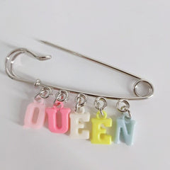 Clay multicolor letter decor pin