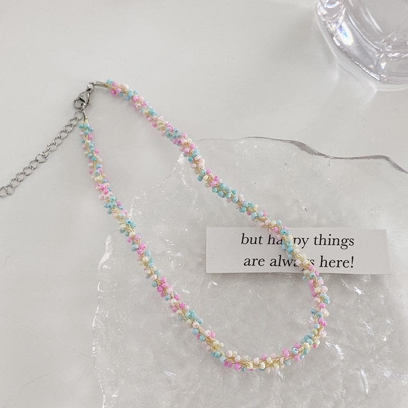 Multicolor beads decor choker necklace