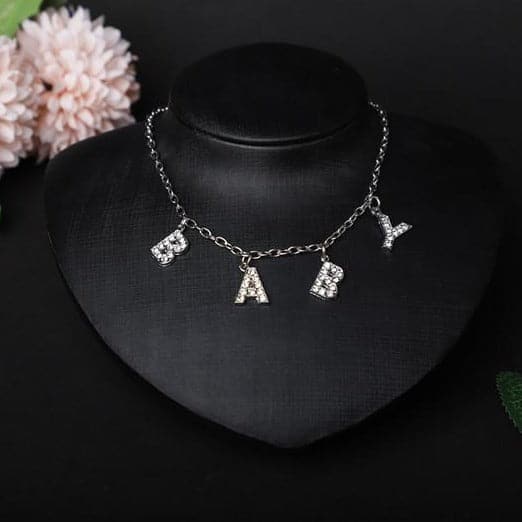 Characters pendant rhinestone necklace