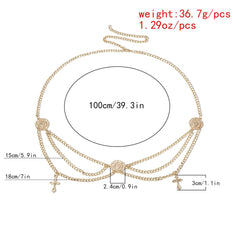 Mehrreihige Taillenkette mit Kreuzanhänger