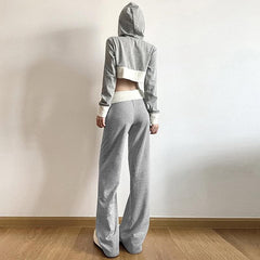 Contrast knitted patchwork low rise pant