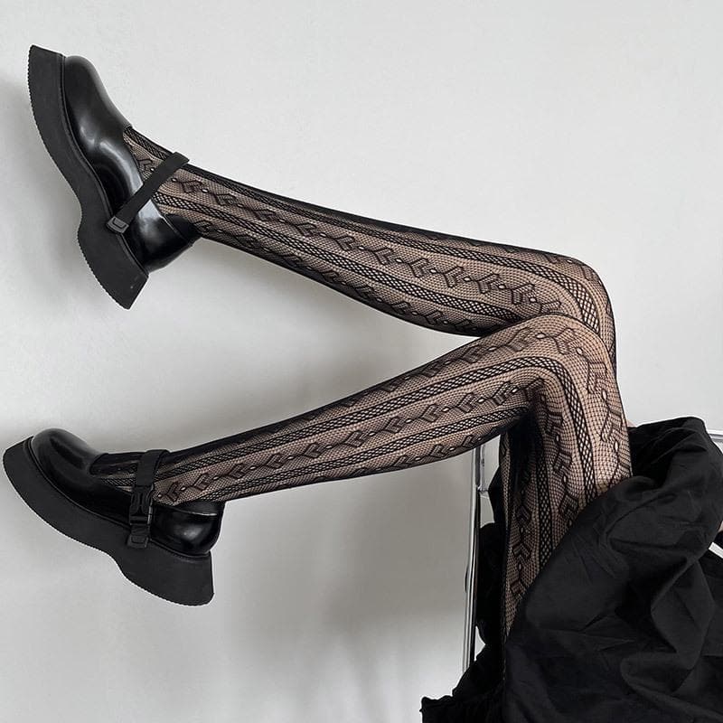 Fishnet hollow out solid heart pattern tights