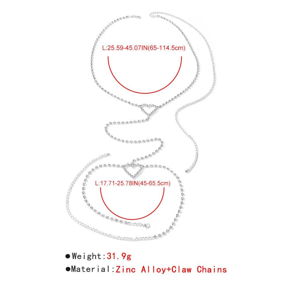 Cadena de muslo con diamantes de imitación en forma de corazón 