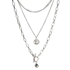 Coin pendant 3 pcs chain necklace