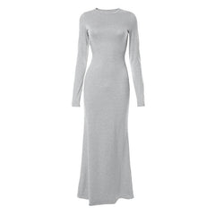 Solid long sleeve crewneck maxi dress